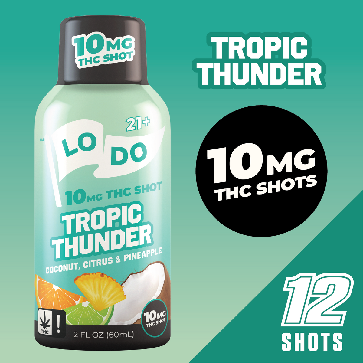 LoDo THC Shots flavor lineup, hemp-derived Delta-9 THC shot bottles