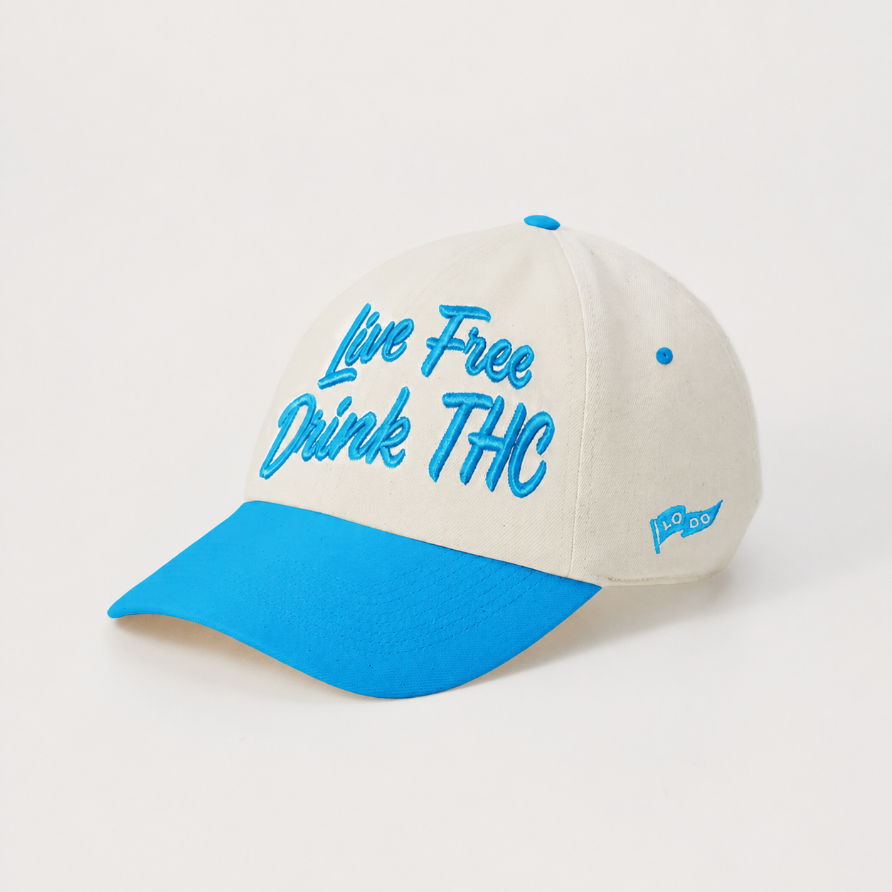 Live Free Drink LoDo THC hat, blue
